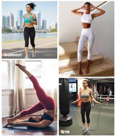 NEW YOUNG Capri Leggings with Pockets for Women High Waisted Workout Leggings Tummy Control Yoga Pants - Image 3