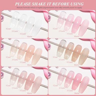 Artdone Sheer Gel Nail Polish Set Jelly UV Gel 6 Colors Translucent Milky White Pink Nude Brown Colors Nail Polish For All Seasons Neutral Soak off LED Lamp Gel Manicure Kit For Nail Art - Image 3