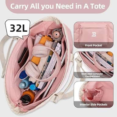 BTOOP Travel Tote Bag for Women Weekender Bag Extra Large Tote Bag Quilted Puffer Overnight Bags with Zipper for Work - Image 5