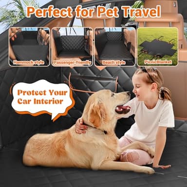 IJVAE Hard Bottom Car Seat Cover for Dogs,Waterproof Dog Seat Cover for Back Seat Extender,Scratch-Proof and Anti-Slip Car Dog Hammock for Large Dogs SUV,Black(Holds 500 Lbs) - Image 5
