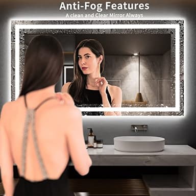 LOAAO 72X40 LED Bathroom Mirror with Lights, Anti-Fog, Dimmable, Backlit + Front Lit, Lighted Bathroom Vanity Mirror for Wall, Memory Function, Tempered Glass, ETL Listed - Image 2