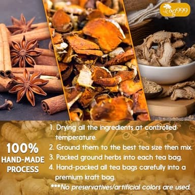 120 Bags Premium Turmeric Ginger Cinnamon Tea, Improve Digestion, Support Brain, Weight, Skin and Sleep, Eco-Conscious Tea Bags and Premium Natural Ingredients. Turmeric Ginger Herbal Tea. No Sugar, No Caffeine, No Gluten, Vegan. - Image 7