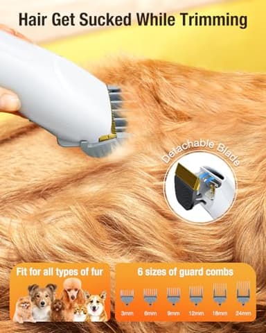 LABIGO Dog Grooming Vacuum, 12000Pa Dog Hair Vacuum with Pet Clipper, 1.8L Pet Grooming Vacuum for Shedding Grooming Trimming, 3 Suction Modes Grooming Kit with 4 Grooming Tools for Dogs Cats - Image 3