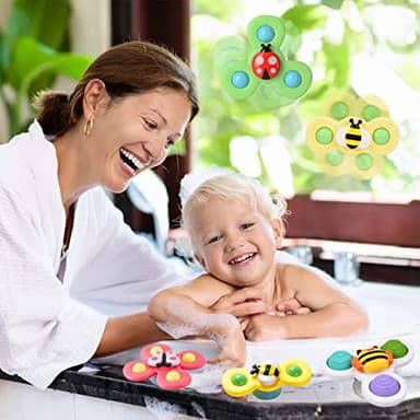 Suction Cup Spinner Toy for Baby - Suction Cup Fidget Spinner Toys Bath Toys Window Spinning Top Baby Toys 12-18 Months Christmas Birthday Gifts for 1 2 3 Boys Girls Sensory Toys for Toddlers 1-3 - Image 3