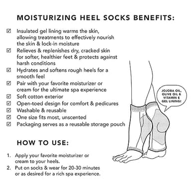 Kitsch Moisturizing Socks for Cracked Heel Treatment – Reusable Spa Socks for Women & Men with Insulated Gel Lining - Overnight Heel Socks for Dry Cracked Feet, Hydrating, Open-Toe Design - 1 Pair - Image 9