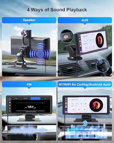 Wireless Car Stereo Carplay Screen with 4K Dash Cam, 8.1'' Portable 2K Touch Screen with 1080P Backup Camera, GPS Navigation for Car Play, Android Auto, Voice Control, Mirror Link, DVR, Bluetooth - Image 6
