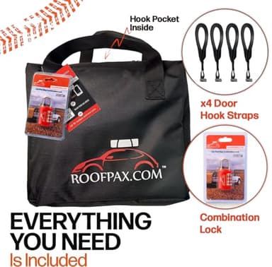 RoofPax Waterproof 19 Cubic Feet Rooftop Cargo Carrier Bag – Heavy Duty Car Roof Storage with Double Zipper & Tie Down Straps – Fits Cars with or Without Roof Rack - Image 6