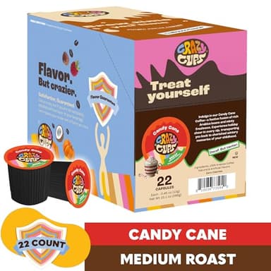Crazy Cups Candy Cane Coffee Flavored Coffee Pods, Medium Roast Holiday Flavored Decaf Coffee, Festive Candy Cane Decaf Holiday Coffee for Keurig K Cup Brewers, 22 Count - Image 2