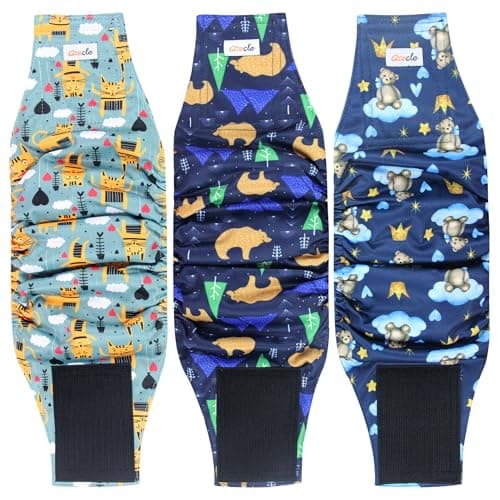 Grecle Reusable Dog Diapers Male 3Pcs, Premium Washable Belly Bands for Male Dogs Medium, High Absorbing Male Dog Wraps for Doggie & Puppy in Incontinence, Excitable Urination and Training (Bear, M) - Image 1