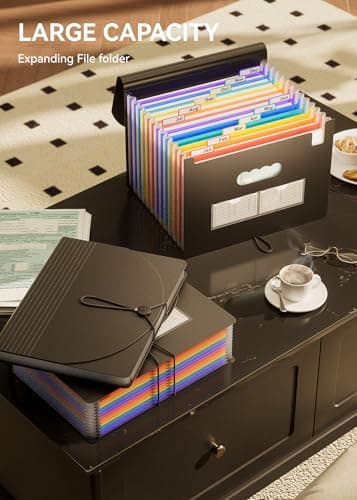 ABC life 12 Pockets Accordion File Organizer, Expanding File Folders, Portable Monthly Bill Receipt Organizer with Colorful A-Z Tabs, Desktop Folders Letter A4 Paper Document Storage for Home Office - Image 4