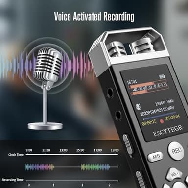 ESCYTEGR 144GB Digital Voice Activated Recorder 1536KBPS Audio Voice Recorder with Playback Recording Device Dictaphone Sound Tape Recorder with Password Protection for Lectures,Meetings - Image 2
