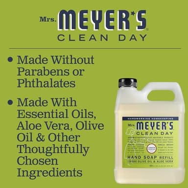 MRS. MEYER'S CLEAN DAY Liquid Hand Soap Refill, Cruelty Free and Biodegradable Formula, Lemon Verbena Scent, 33 oz - Image 5