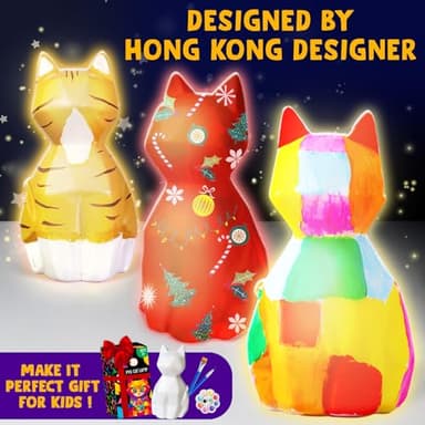 Goodyking Paint Your Own Cat Lamp Kit, DIY Cat Crafts Night Light, Painting Kit Arts & Crafts for Kids Ages 8-12, Art Supplies Birthday Easter Party Holiday Gift for Teens Girls Boys Age 3 4 5 6 7 8+ - Image 7