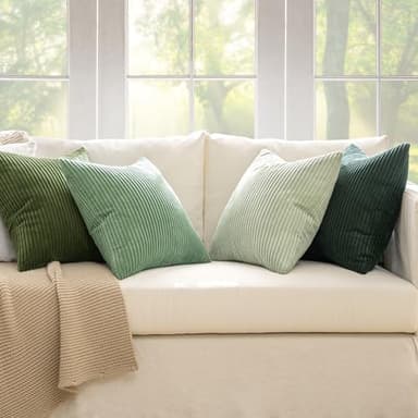 MIULEE Boho Farmhouse Sage Green Throw Pillow Covers 18x18 Inch Set of 4 Mordern Nordic Cushion Covers Soft Corduroy Christmas Home Decor for Couch Bed Sofa Living Room Forest Green - Image 5