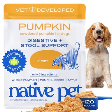 Native Pet Pumpkin for Dogs - Organic Powder Pumpkin Puree Dog Food Toppers-Rich in Fiber Supplement Powder Helps with Digestion, Nutrient Absorption, Diarrhea, Constipation & Upset Stomach-120 Scoops - Image 1