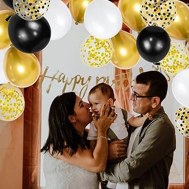 68Pcs Black White Gold Balloons with 12 Inch Black Gold Confetti Balloons for Graduation Birthday Wedding Party Decorations - Image 6