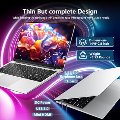 2025 Gaming Laptop,15.6 inch Traditional Laptops N4000, Laptop with 12 GB RAM, 256 GB SSD,Slim Light Netbook WiFi5 Mini-HDMI 180 Angle Opening BT5.0, Thin and Light Laptop For Student Business Work - Image 7