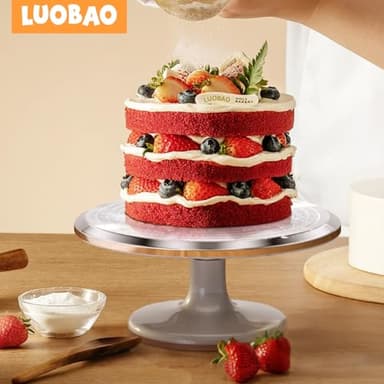 12 Inch Round Aluminum Tall Revolving Cake Decorating Stand,Cake Turntable, Rotating Cake Stand,Cake Spinner Turntable for Decorating,Cake Turntable for Decorating,Professional Cake Decorat Spin Kit - Image 2