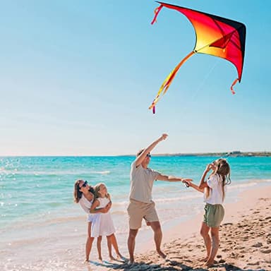 JOYIN 3 Packs Large Delta Kite Red, Green and Purple, Easy to Fly Huge for Kids and Adults with 262.5ft String, Large Delta Beach Kite for Outdoor Games and Activities - Image 5