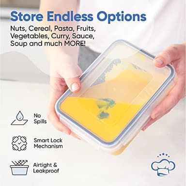 Chef's Path 32 Piece Airtight Food Storage Containers with Easy Snap Lids, 16 Containers and Lids, Stackable Kitchen and Pantry Canisters for Meal Prep and Food Storage - Transparent - Image 3