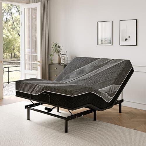 Dyonery Queen Adjustable Bed Base Frame with Wireless Remote + 14 Inch Queen Gel Memory Foam Mattress Bed in a Box, Head and Foot Incline, Zero Gravity, Fiberglass Free, 80" × 60" - Image 1
