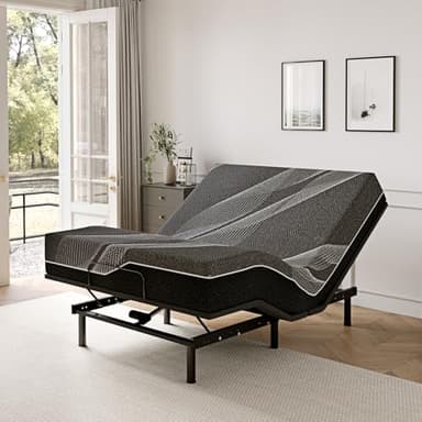 Dyonery Queen Adjustable Bed Base Frame with Wireless Remote + 14 Inch Queen Gel Memory Foam Mattress Bed in a Box, Head and Foot Incline, Zero Gravity, Fiberglass Free, 80" × 60" - Image 1
