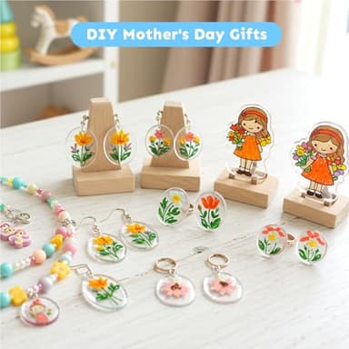 Auihiay 198 Pieces Shrink Plastic Kit Includes 20 Sheets Shrink Papers, Hole Punch, Keychain Accessories and Pencils for Shrinky Art and DIY Keychain Making Easter Mother Day Ornament - Image 4
