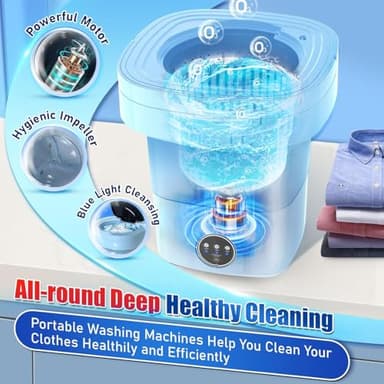 Portable Washing Machine with 3 Intelligent Cleaning Modes, 11L Mini Washer with Foldable Design, Mini Folding Washing for Travel, Camping, Apartment, Dorm, Baby Clothes, Socks and Underwear - Image 7