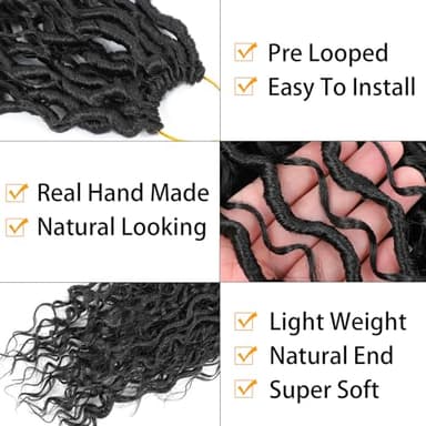 Col Bling Goddess Locs Crochet Hair 14 Inch, 8 Packs Faux Locs Crochet Hair Pre Looped for Women, Boho Crochet Locs with Curly Ends (14 Inch 1#) - Image 2