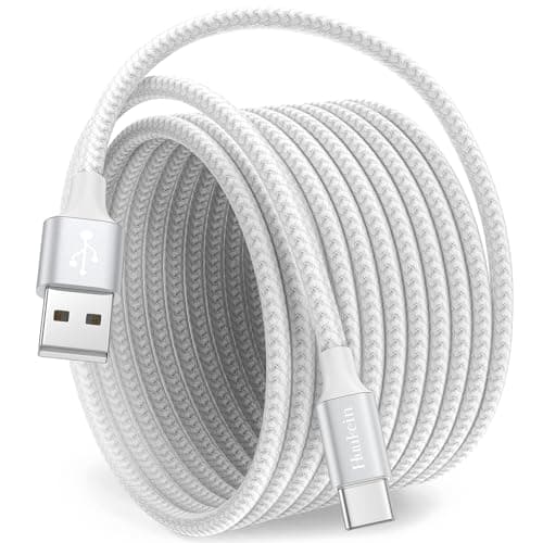 Huukein White USB C Cable 10 ft, Long USB A to USB C Cable Fast Charging, USBC Charger Cord Braided for iPhone 17 Air 16 15 Pro Max Plus, for Samsung Galaxy S21 Note 10 - Image 1