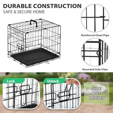 BestPet | Dog Crate | 18" | Black | Foldable Metal Kennel with Single Doors, Secure Slide-Bolt Latches, Leakproof Tray | Portable Dog Cage for Small Breeds | for Travel, Indoor & Outdoor Use - Image 4