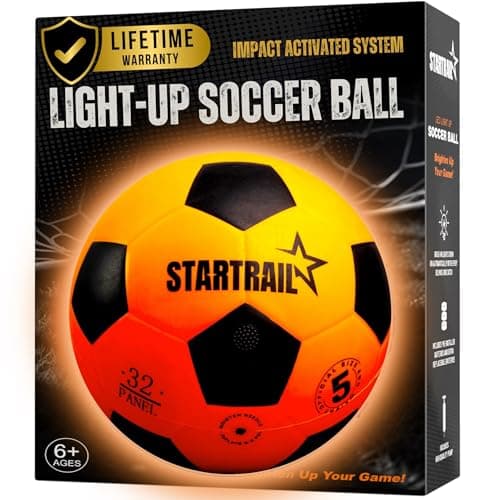 Light Up Soccer Ball, Glow in The Dark Ball NO 5, Soccer Gifts for Boys 8-12, 12-14 Year Old, Kids & Teens Gift Ideas, Sports Toys for Boy & Girl Ages 8 9 10 11 12 13 14 15, Glowing Outdoor Activity - Image 1