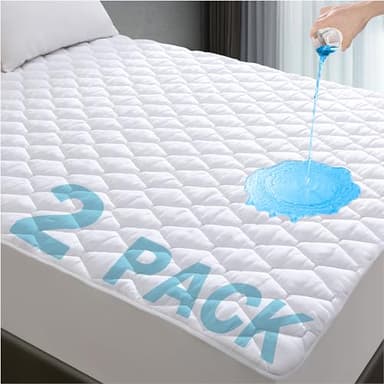 Lunsing 2 Pack Twin Mattress Protector, Soft Breathable Waterproof Twin Size Mattress Pad Cover, 6-16 inches Deep Pocket, White - Image 1
