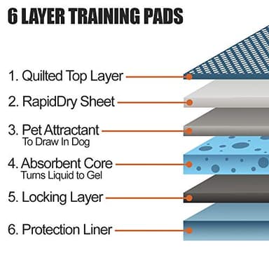 BV Puppy Pads Leak-Proof 100 Count 22"x 22" - Absorbent Pee Pads for Dogs with 6-Layer Design, Rapid Dry Sheet & Built-in Attractant - Dog Pad with Odor Control, Perfect for Puppies & Senior Dogs - Image 4