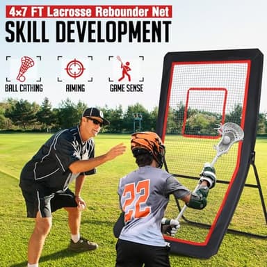ZEALFEEL Lacrosse Rebounder, 4x7FT/4x6FT Lacrosse Rebound for Backyard with 5 Rebound Angles, Target Strip, Volleyball Rebounder Net Perfect for Lax Baseball Volleyball & Soccer Practice - Image 2