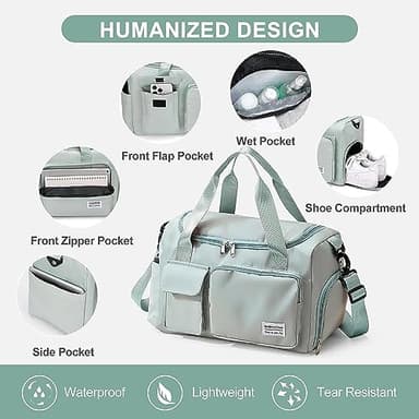 Small Gym Bag for Women, Waterproof Travel Duffle Bag Carry On Weekender Bag with Shoe Compartment & Wet Pocket, Gym Tote Bag for Travel, Workout, Sport - Image 4