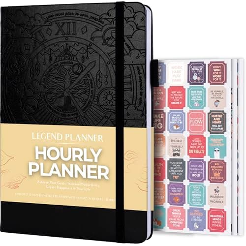 Legend Undated Hourly Planner – Hourly Day Planner with Time Slots – Weekly Time Management Organizer & Appointment Book, A5 Size (Black) - Image 1