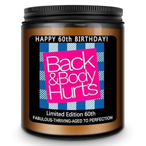 Homsolver 60th Birthday Gifts for Women Men, Happy 60th Birthday Decorations Candles Gift for Her Him, Funny 60 Years Old Ideas- Lavender Scented Candle - Image 1