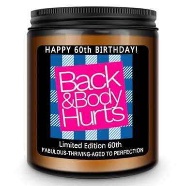 Homsolver 60th Birthday Gifts for Women Men, Happy 60th Birthday Decorations Candles Gift for Her Him, Funny 60 Years Old Ideas- Lavender Scented Candle - Image 1