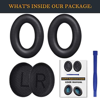 SoloWIT Replacement Earpads Cushions for Bose QuietComfort 35 (QC35) & Quiet Comfort 35 II (QC35 ii) Headphones, Ear Pads with Softer Leather, Noise Isolation Foam, Added Thickness (Black) - Image 6