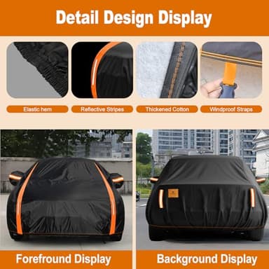 Sunwhale Car Cover Waterproof All Weather for Automobiles Winter Snowproof Rain UV Protection Heavy Duty Outdoor Sedan Car Cover & Car Snow Cover Universal Fit for Sedan Length Up to 194’’ - Image 5