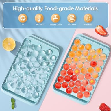 WIBIMEN Ice Cube Tray with Lid and Bin - Round Ice Trays for Freezer with Lid - Ice Cube Trays for Freezer with Ice Container (0.8"-2PACK Blue) - Image 3