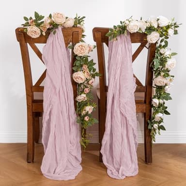 Leetaltree 2 Pack Pink Cheesecloth Table Runner, 35x120 Inch Boho Rustic Cheese Cloth Table Runner, Decorative Table Runners for Bridal Baby Shower Decorations or Wedding Table Decorations - Image 6