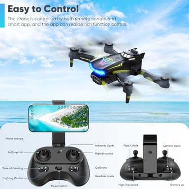 Flymevac Drone with Camera, Dual 720HD, Drone for Kids with Cool Lights, Cestures Control, Vertical Shooting, Waypoint Flight, Gravity Control, 3D Flip, 3-Speeds, Drones for Adults, Beginners, Kids - Image 9