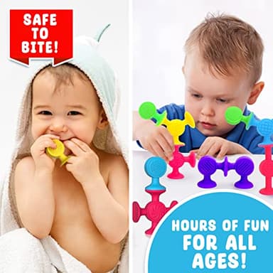 Textured Suction Bath Toys for Toddlers: 30 Pcs Silicone Baby and Toddler Sensory Fine Motor Toys - Great for Autism/ADD/ADHD - Christmas Stocking Stuffers Indoor Outdoor Travel - Image 5