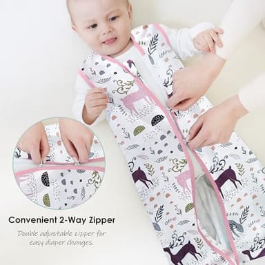 Cute Castle Baby Sleep Sack 18-24 Months - Lightweight 100% Cotton 2-Way Zipper TOG 0.5 Infant Wearable Blanket, Newborn Essentials Toddler Sleep Clothes (3 Pack Pink) - Image 5