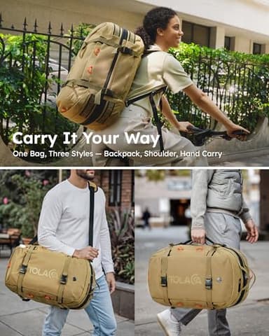 Tolaccea Travel Laptop Backpack, Large Carry on Backpack Flight Approved Convertible Duffle Luggage Bag Daypack Work Business Rucksack Fits 16" Laptop for Men Women 3 Carrying Ways, 40L-50L Expandable - Image 2