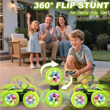 Remote Control Car, Stunt RC Cars, 2.4GHz Double Sided 360° Flips RC Crawler, Outdoor Toys for Kids Ages 4-8, Upgraded USB-C Modular Battery, 5 6 7 8 9 10 +Year Old Boys Birthday Gifts Green - Image 5
