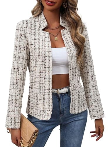 Spring Jackets for Women 2025 Lightweight Light Business Casual Cute Fashion Trendy Sweatshirt Plaid Blazers Women's Clearance Cardigan Work Professional Womens Jacket Suit Suits - Image 1