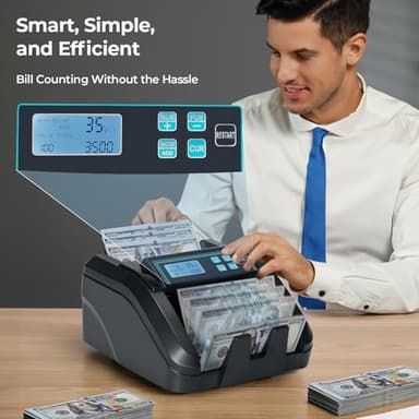 MUNBYN IMC51 Money Counter Machine Count Value, Add+Batch/Add+ Value Mode Bill Counter, UV/MG/IR/MT Detection, USD only Cash Counter,1100 Bills/min, Money Counting Machine with LCD Display (Black) - Image 3